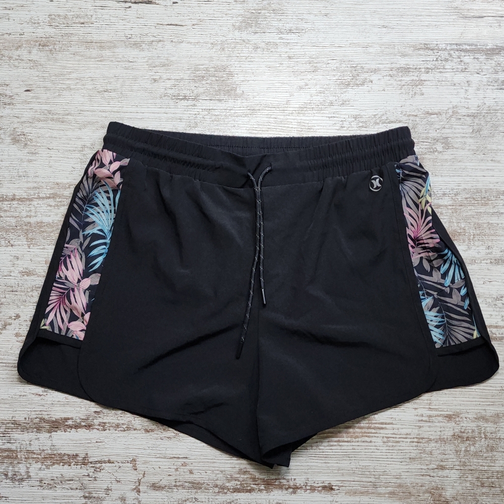 Women's Black Tropical Shorts Hurley Size Large